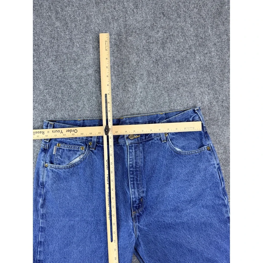 Carhartt B17 DST Relaxed Fit Jeans Mens 40x34 Blue Denim Custom Cut Raw Hem 28in